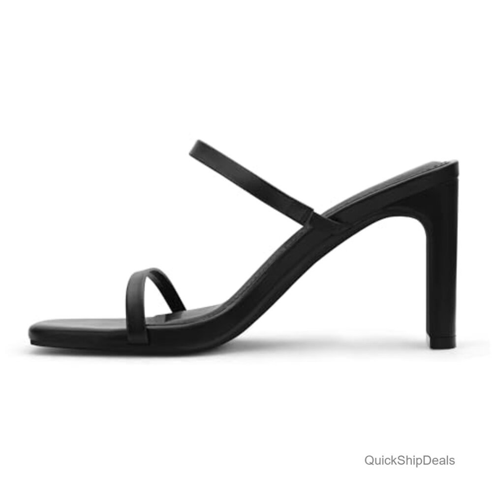 Square Toe Two Strap Open Toe Block Heel Sandals … - image 3
